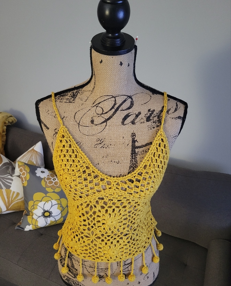 Beautifully Handmade Mustard Yellow Crochet Tank...
